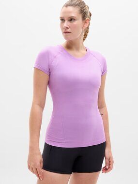 New Athleta S Momentum Seamless Short Sleeve Tee Wildflower Violet Small